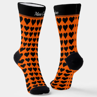 Chaussette Retro Tangerine Cœurs Petits Personnalisés Nom