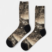 Chaussette Rêves à vapeur - Chaussettes de moteur ferroviaire (Gauche)