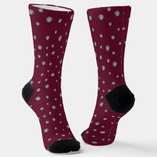 Chaussette Rhinestons sur rouge foncé (Angulaire)