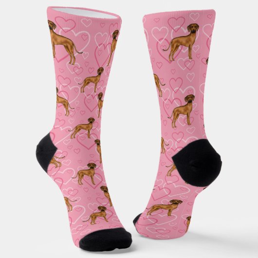 Chaussette Rhodesian Ridgeback Chien Love Coeur Motif rose (Angulaire)