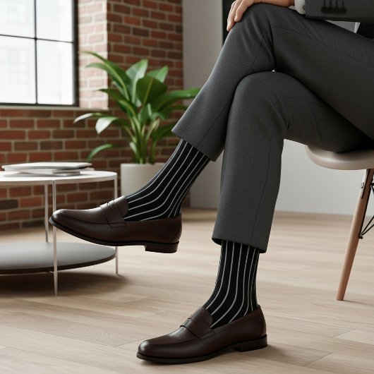 Chaussette Robe classique rayée noir et blanc