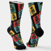 Chaussette Robots de caricature Retro Sci Fi (Angulaire)