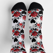 Chaussette Romantic Patterned Red Roses and Black Hearts (Haut)