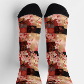 Chaussette Romantique rose cerisier fleuri Patchwork floral (Haut)