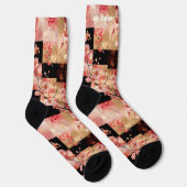 Chaussette Romantique rose cerisier fleuri Patchwork floral (Droite)