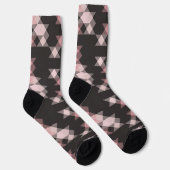 Chaussette rose blanc et gris géométrique (Droite)