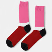 Chaussette Rose Blanc Marron Rouge Bloc de Couleur (Gauche)
