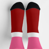 Chaussette Rose Blanc Marron Rouge Bloc de Couleur (Haut)