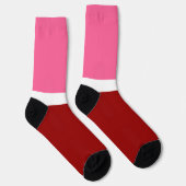 Chaussette Rose Blanc Marron Rouge Bloc de Couleur (Droite)