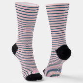 Chaussette Rose & Bleu rayé Rétro Cool classique moderne mode (Angulaire)