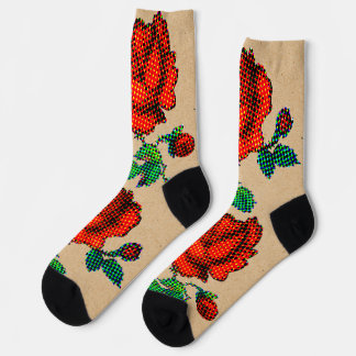 Chaussette Rose Bloom en demi-teinte sur papier marron Beaux