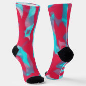 Chaussette Rose et Aqua Blue Crazy Chaussettes Art (Angulaire)