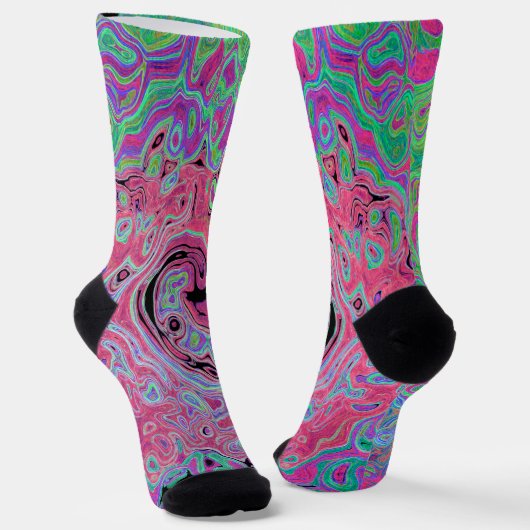 Chaussette Rose et Lime Vert Super Retro Abstrait (Angulaire)