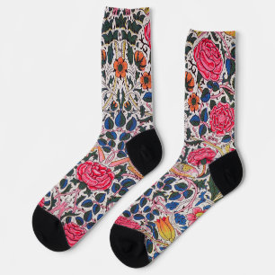 Chaussette Rose et Oiseau, William Morris