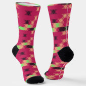 Chaussette rose et vert géométrique (Angulaire)