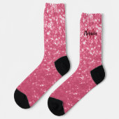 Chaussette Rose faux pailleté rose clair Monogramme (Gauche)