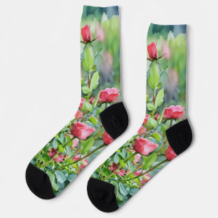 Chaussette Rose Garden Watercolor Style Chaussettes folles