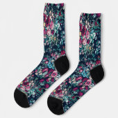 Chaussette Rose Magenta Vert Bleu Peine Turquoise et Fleurs R (Gauche)