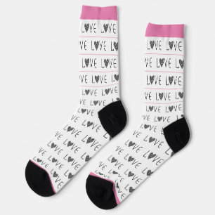 CHAUSSETTE ROSE NOIR BLANC RAYURE MINCE FÊTE DES MÈRES MODERN