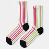 Chaussette rose olive rayé (Gauche)