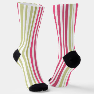 Chaussette rose olive rayé