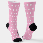 Chaussette Rose pastel et points blancs amusants et cools (Angulaire)