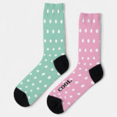 Chaussette Rose pastel vert blanc points amusants Cool Fun (Gauche)