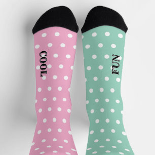 Chaussette Rose pastel vert blanc points amusants Cool Fun