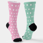 Chaussette Rose pastel vert blanc points amusants Cool Fun (Angulaire)