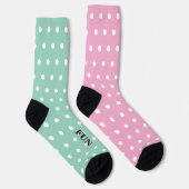 Chaussette Rose pastel vert blanc points amusants Cool Fun (Droite)