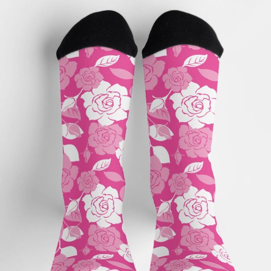 CHAUSSETTE ROSE PATTERN (PINK) (Haut)