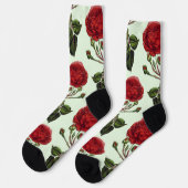 Chaussette Rose Red Long Stem Motif Vert Arrière - plan (Gauche)