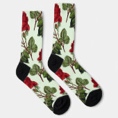 Chaussette Rose Red Long Stem Motif Vert Arrière - plan (Droite)
