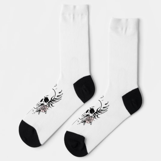 Chaussette Rose Skull White Socks (Gauche)