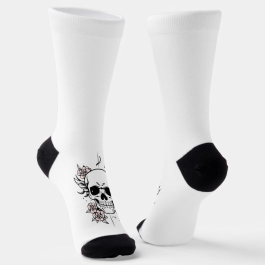 Chaussette Rose Skull White Socks (Angulaire)