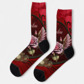 Chaussette Rose Steampunk (Gauche)