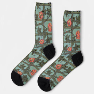 Chaussette Roses grimpantes et petits oiseaux, William Morris