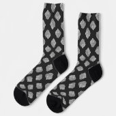 Chaussette Roses gris argent sur chaussettes grises (Gauche)