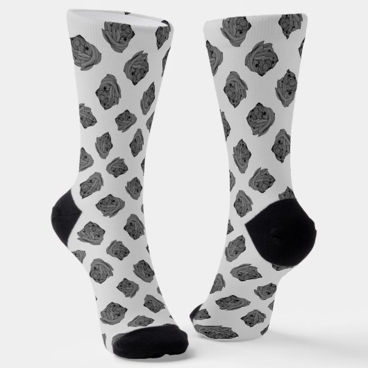 Chaussette Roses gris sur chaussettes blanches (Angulaire)