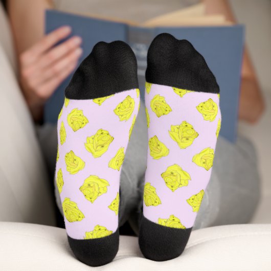 Chaussette Roses jaunes sur chaussettes roses (Fond)