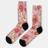 Chaussette Roses roses douces sur le sol Pastel (Gauche)