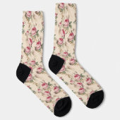Chaussette Roses roses roses Fleurs florales sur rose (Droite)