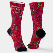 Chaussette Roses rouges de la Saint-Valentin avec message per (Angulaire)