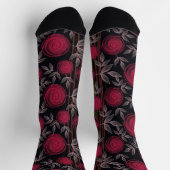 Chaussette Roses rouges sur noir. (Haut)