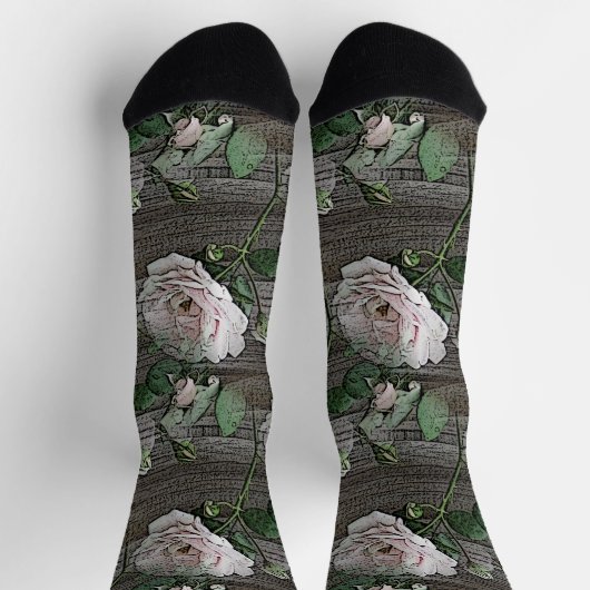 Chaussette Roses sur bois (Haut)