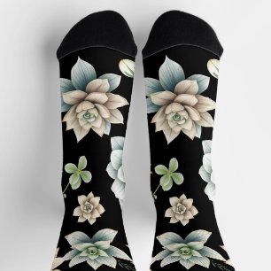 Chaussette Rosette de Succulente Lunatique Noir Luxe Botaniqu