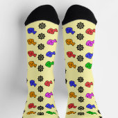 Chaussette Roues Poissons Jaune Pâle   (Haut)