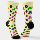 Chaussette Roues Poissons Jaune Pâle   (Angulaire)
