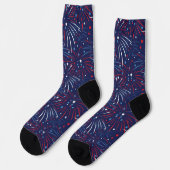 Chaussette Rouge Blanc Bleu Feu d'artifice Stars Design Chaus (Gauche)