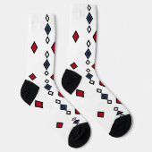 Chaussette Rouge blanc et bleu géométrique (Droite)